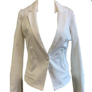 White Fitted Chevron Blazer